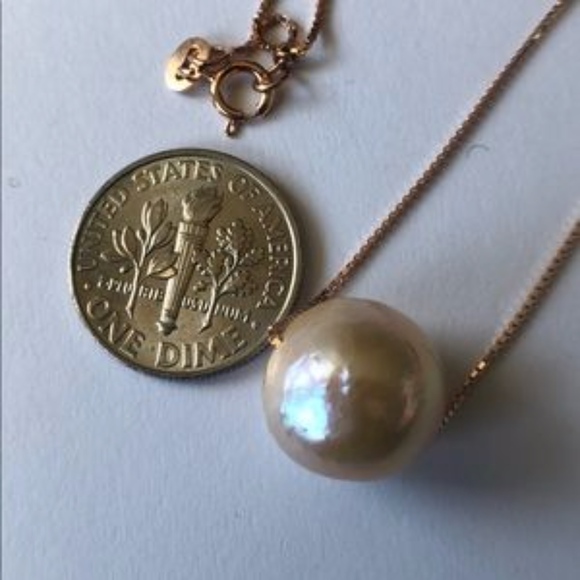 *SOLD** 12mm Edison Pearl Floating Rose Gold Chain - Picture 6 of 7